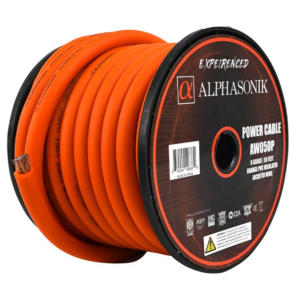 Main product image for Alphasonik AW050P 0 Gauge Power Wire Roll 50 ft Orange268-714